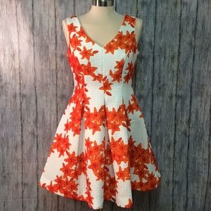 Julian Naylor dress orange floral petite v neck